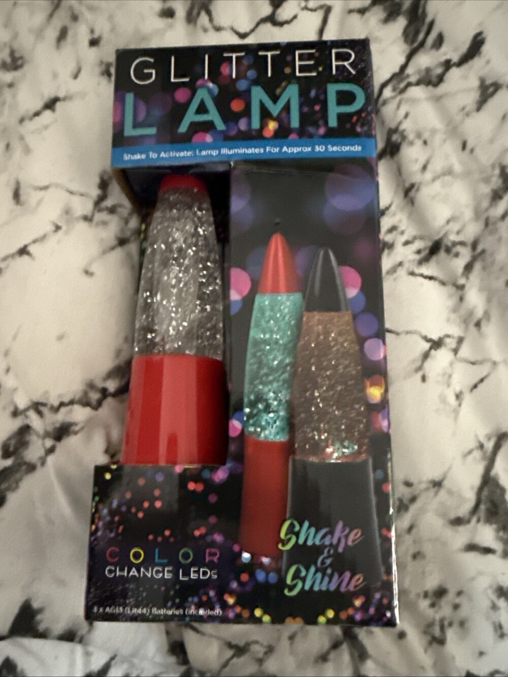 Shake & Shine Glitter Lamps Color Changing LED Novelty Red Base